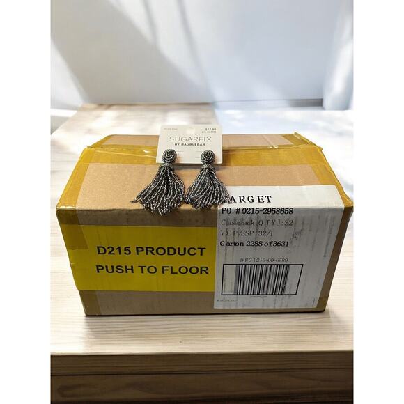 Sugarfix By Baublebar Earrings Case Pack Of 32 Pairs Gray beaded Fringe NEW - Picture 1 of 5